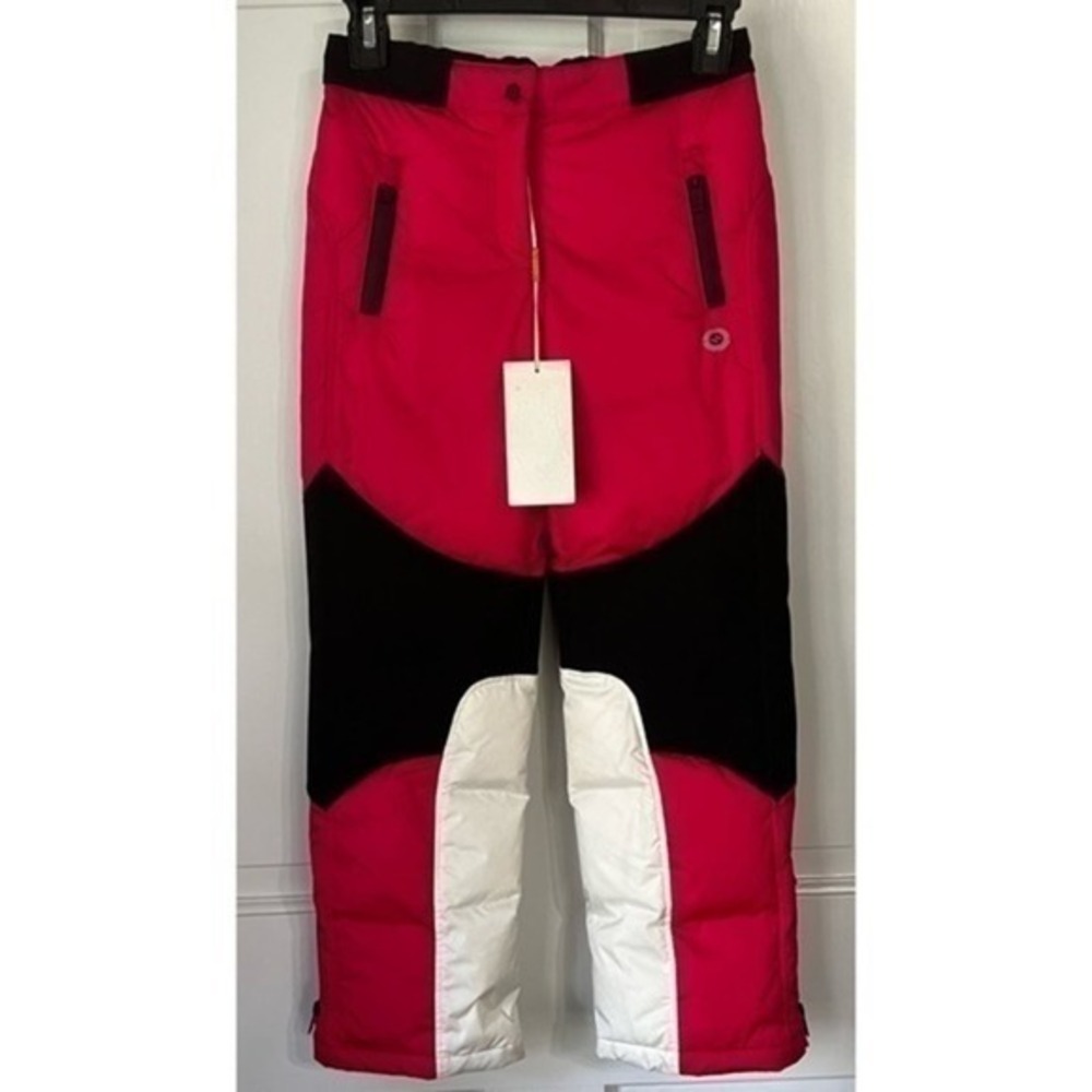 Gucci Red Black Colorblocked Down Insulated Winter Ski Snow Pants Size 8 NWT